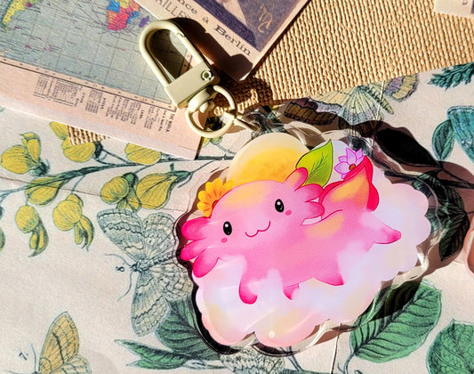 Happy Axolotl Acrylic Keychain